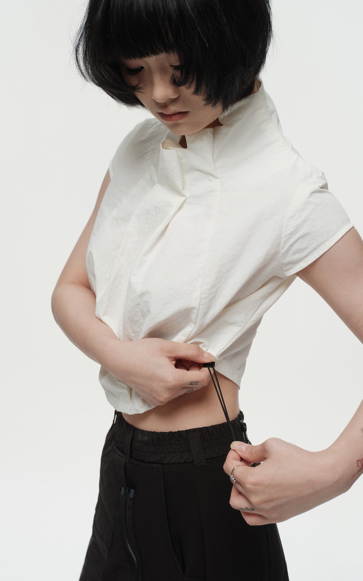 1. "PETALS" Wind/Oil/Water Proof Crop Top - Cream White