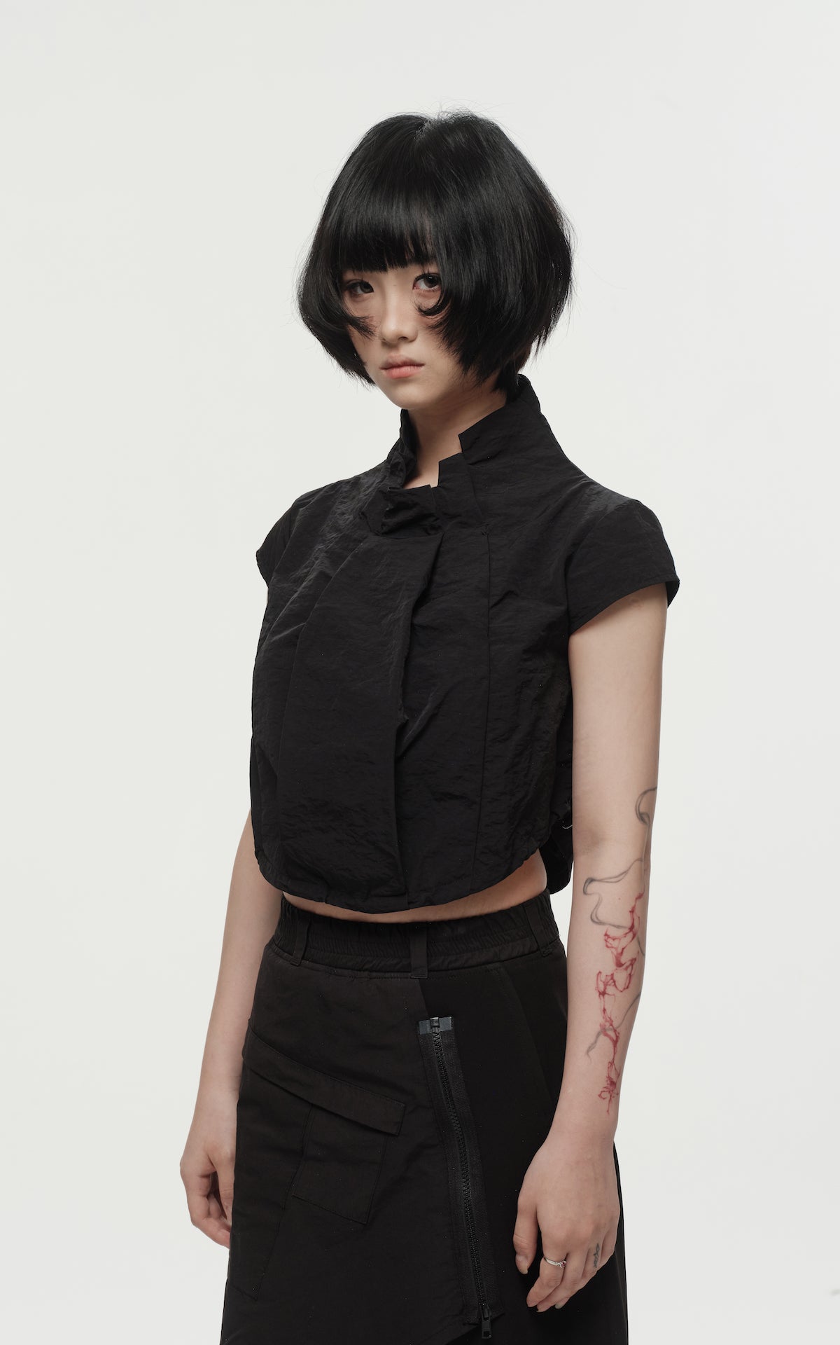 1. "PETALS" Wind/Oil/Water Proof Crop Top - Black