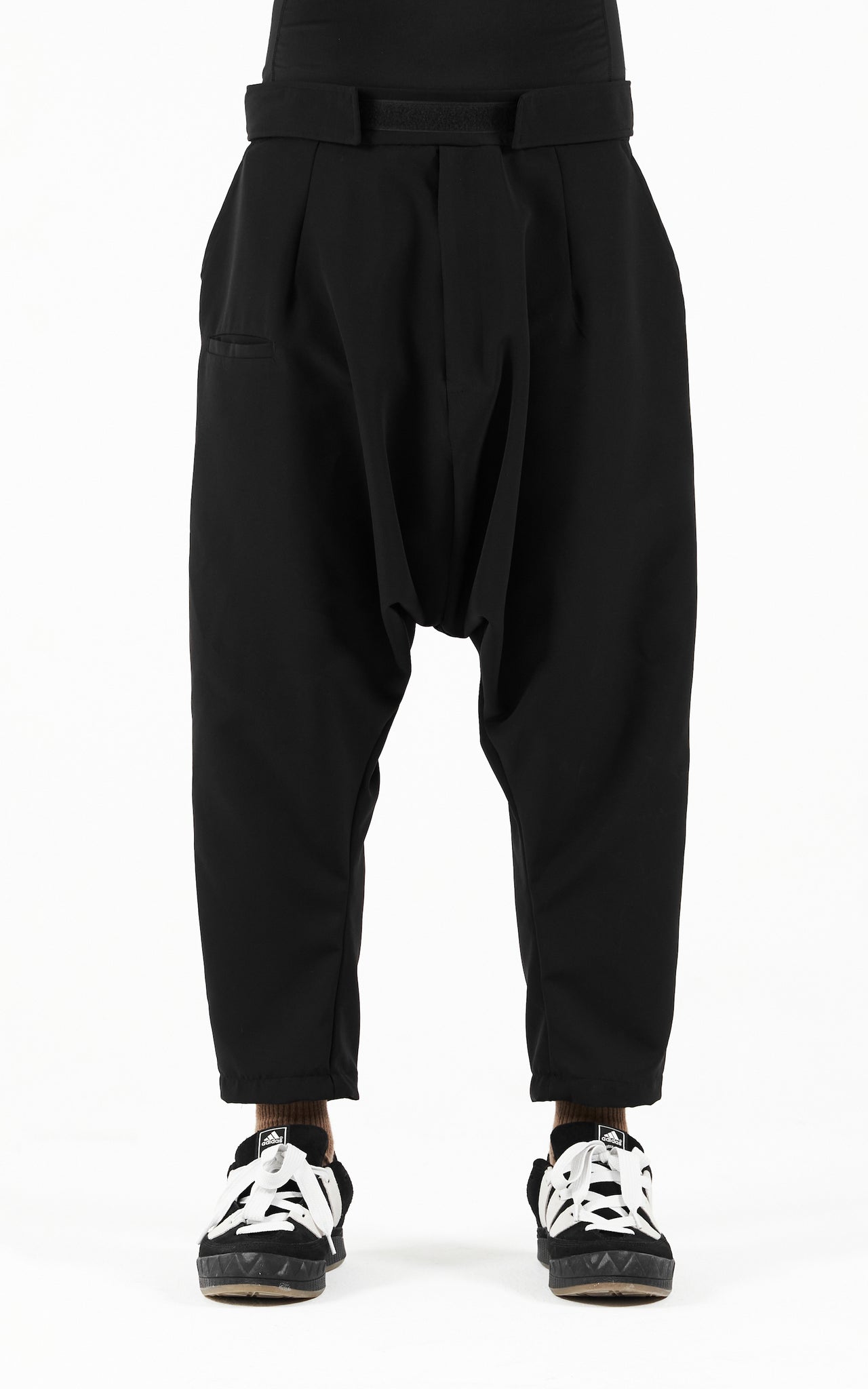 Elegant Drop Crotch Pants for Men and Women in Black